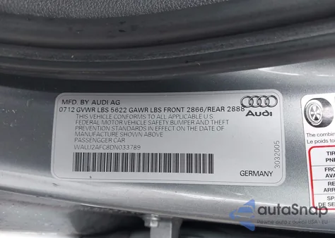 2013 Audi S6 4.0T Prestige из США, поврежденный, VIN WAUJ2AFC8DN033789
